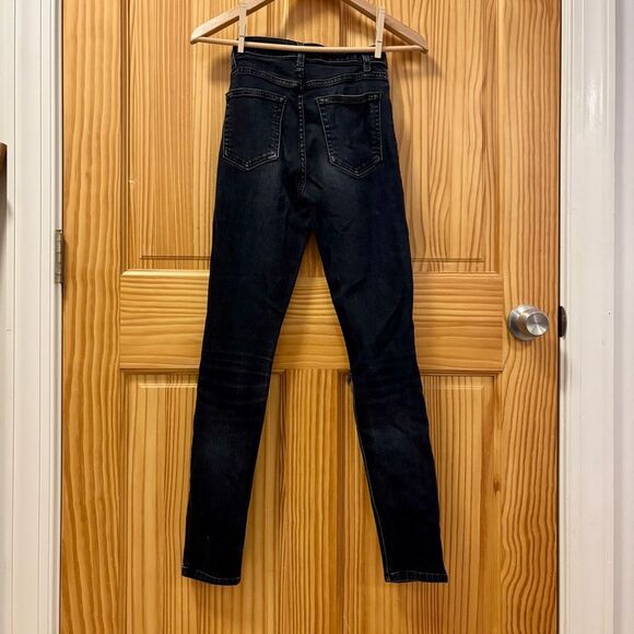 Reformation High and Skinny Faded Black Destroyed Jeans 28in Inseam - Picture 3 of 5
